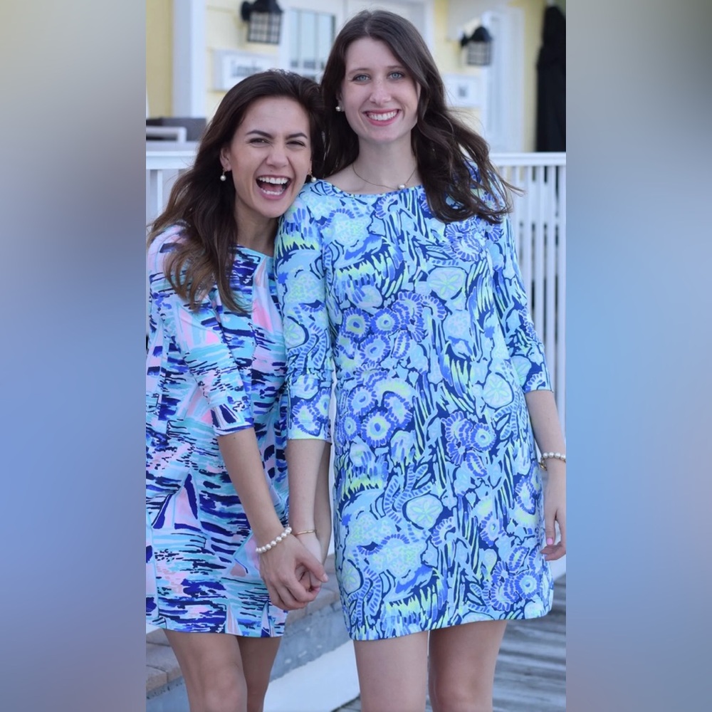 Lilly Pulitzer Blue & Green Marlowe Dress Indigo Sunset Swim MIDI Dress Size S
